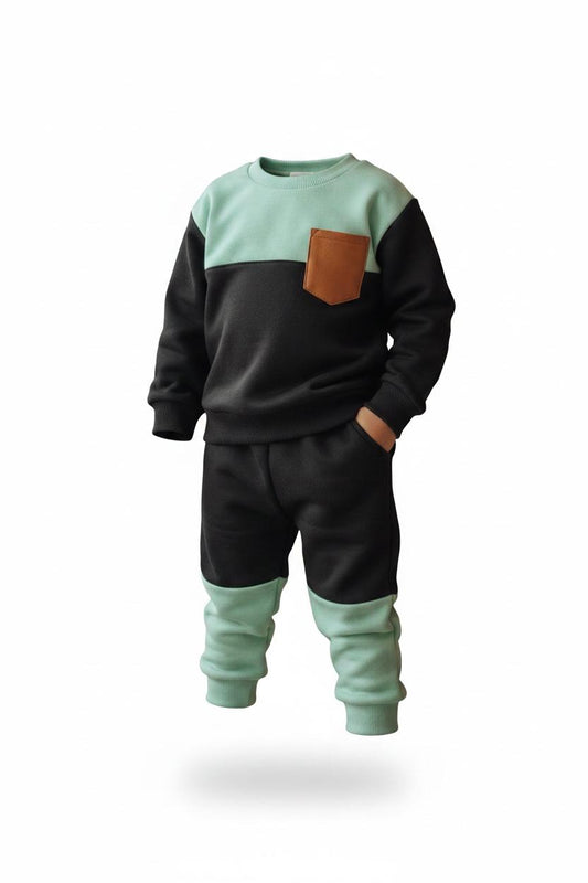 Kids Long Sleeve Top & Pants Set β Two-Tone Color block Outfit
