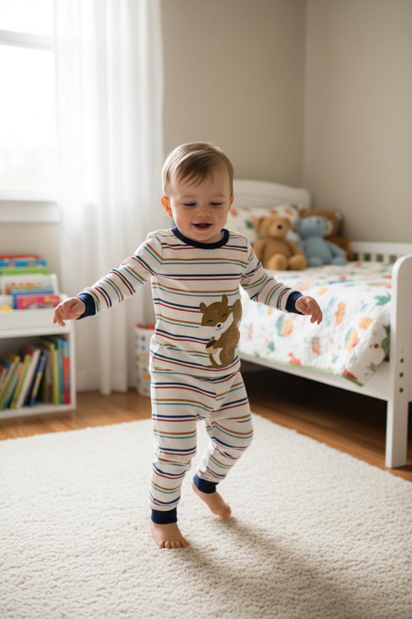 Kids Night Wear Long Sleeve Striped 2Pcs