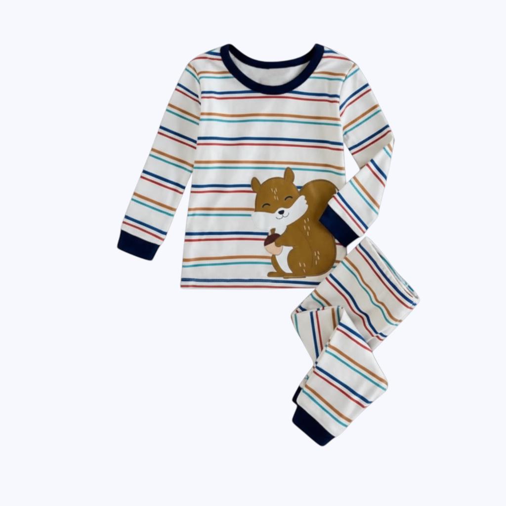 Kids Night Wear Long Sleeve Striped 2Pcs