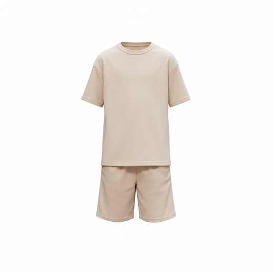 Big Kids Cool Outfit Set – 2-Piece (Beige)