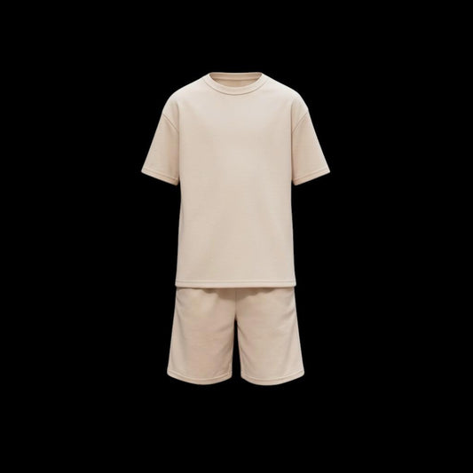 Big Kids Cool Outfit Set – 2-Piece (Beige)