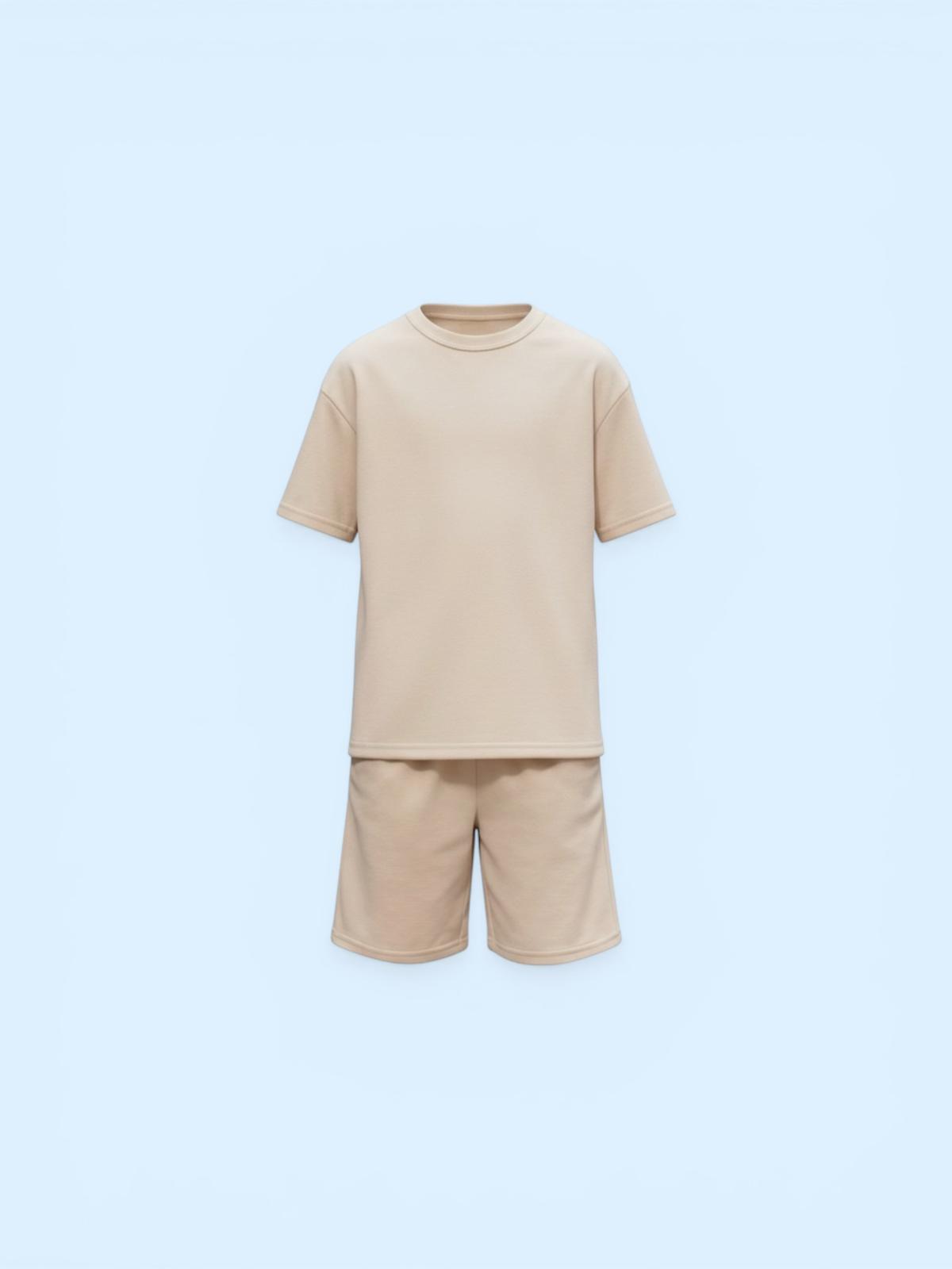 Big Kids Cool Outfit Set – 2-Piece (Beige)