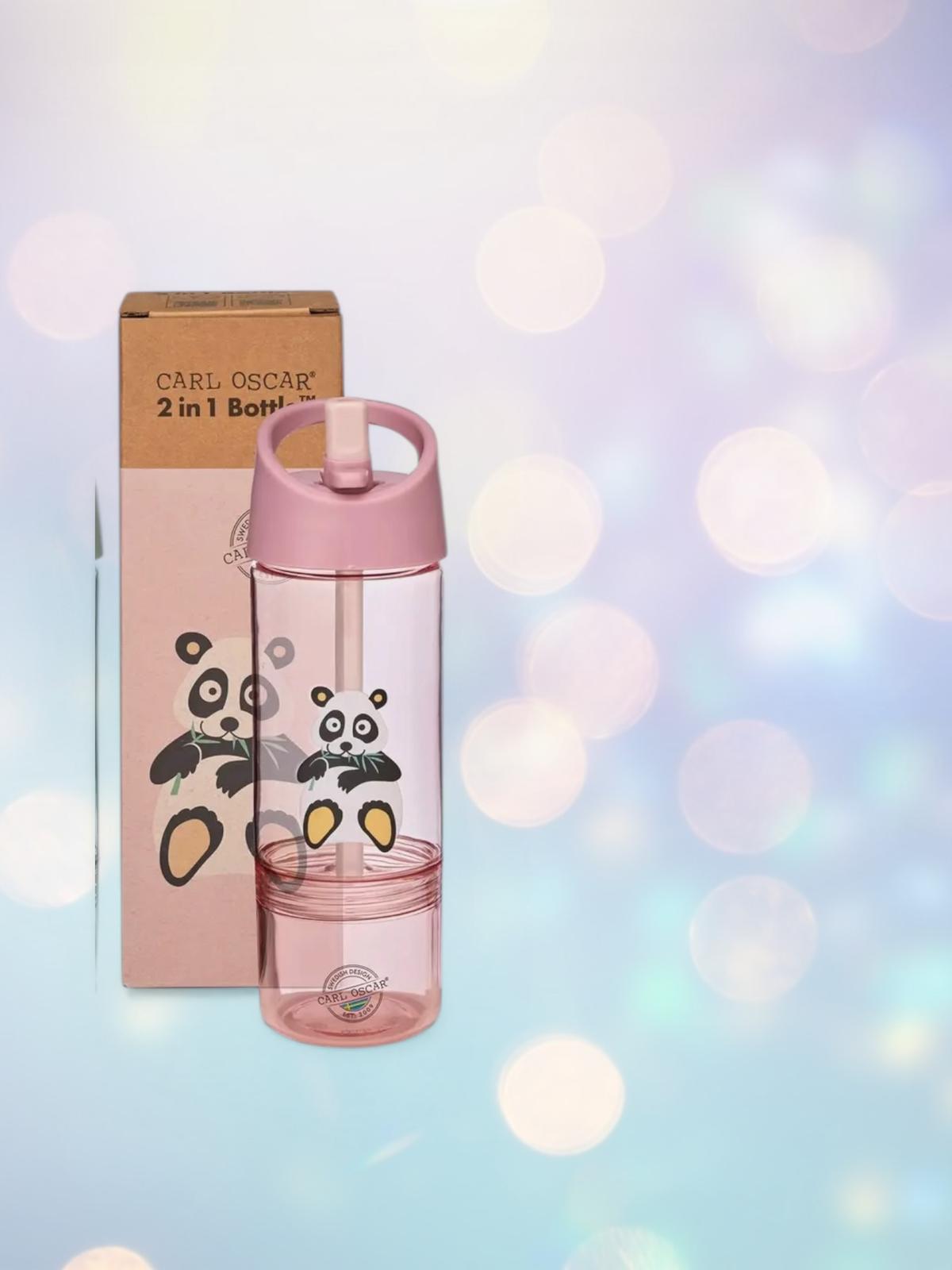 2-in-1 Kids Tritan Water Bottle with Snack Box – Animal Print, BPA-Free, 300ml + 150ml