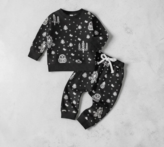 Toddler Boys 2-Piece Outfit – Long Sleeve Sweatshirt & Pants Set for Fall Winter
