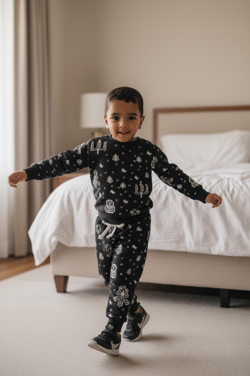 Toddler Boys 2-Piece Outfit – Long Sleeve Sweatshirt & Pants Set for Fall Winter