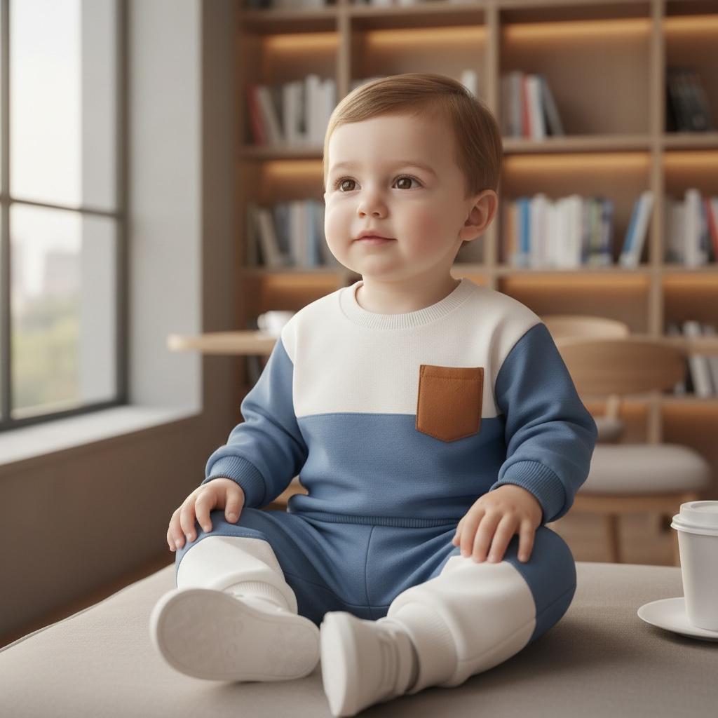 Kids Long Sleeve Top & Pants Set – Two-Tone Color block Outfit