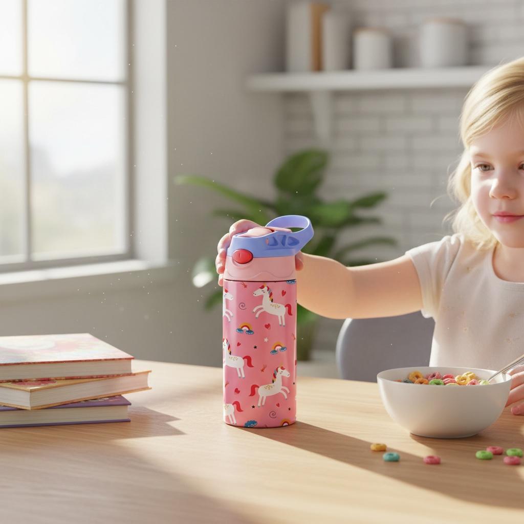 Kids 350ml Insulated SS Water Bottle – Leak Proof, BPA Free with Carry Handle