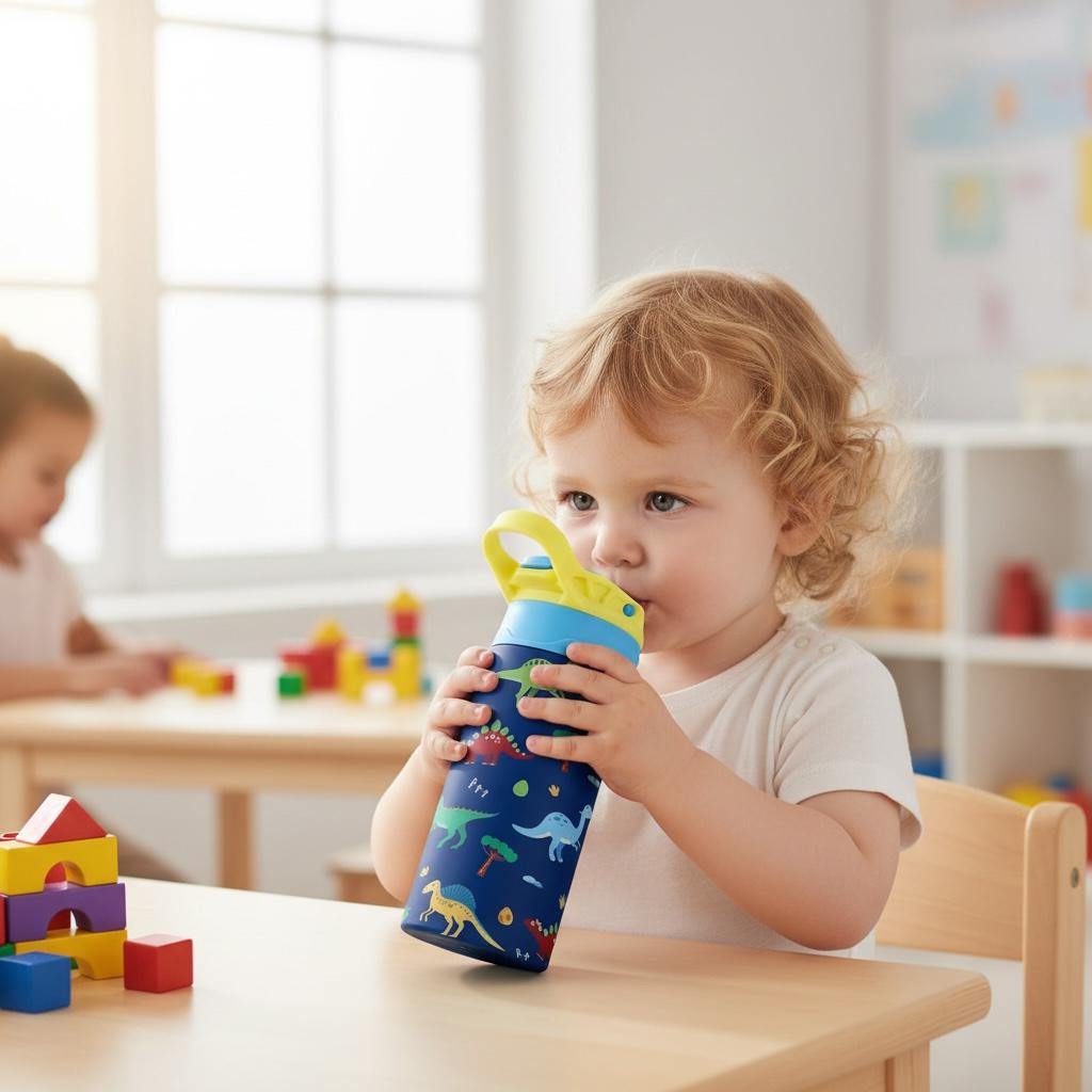 Kids 350ml Insulated SS Water Bottle – Leak Proof, BPA Free with Carry Handle