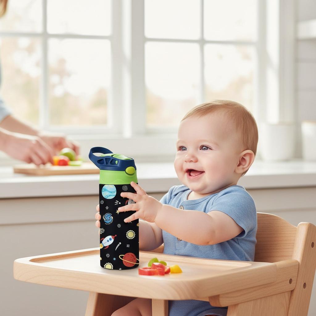 Kids 350ml Insulated SS Water Bottle – Leak Proof, BPA Free with Carry Handle
