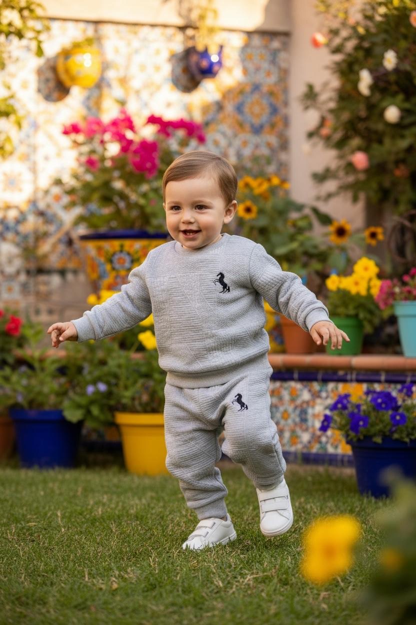 Toddler Baby Boy Grey Outfit Set – Soft Long Sleeve Sweatshirt & Pants 2Pcs for Everyday Fall/Winter Wear