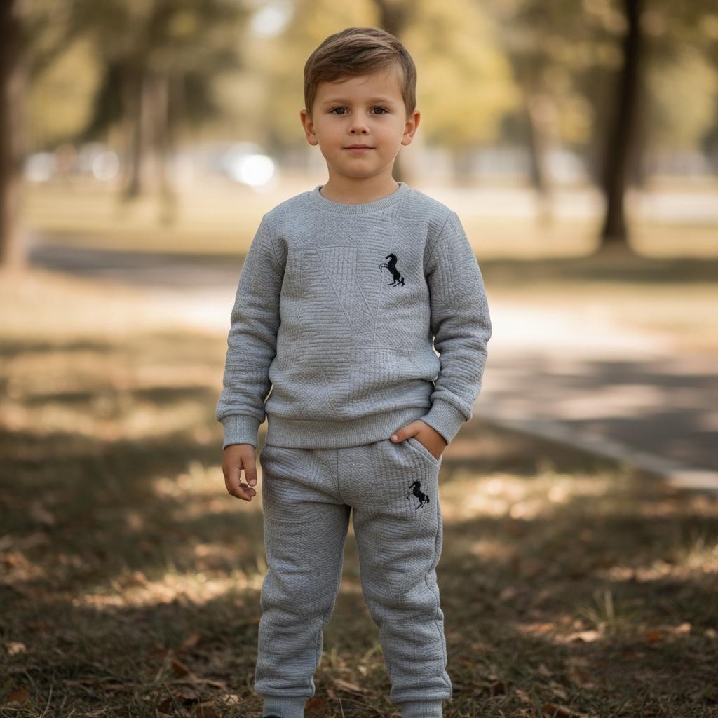 Toddler Baby Boy Grey Outfit Set – Soft Long Sleeve Sweatshirt & Pants 2Pcs for Everyday Fall/Winter Wear