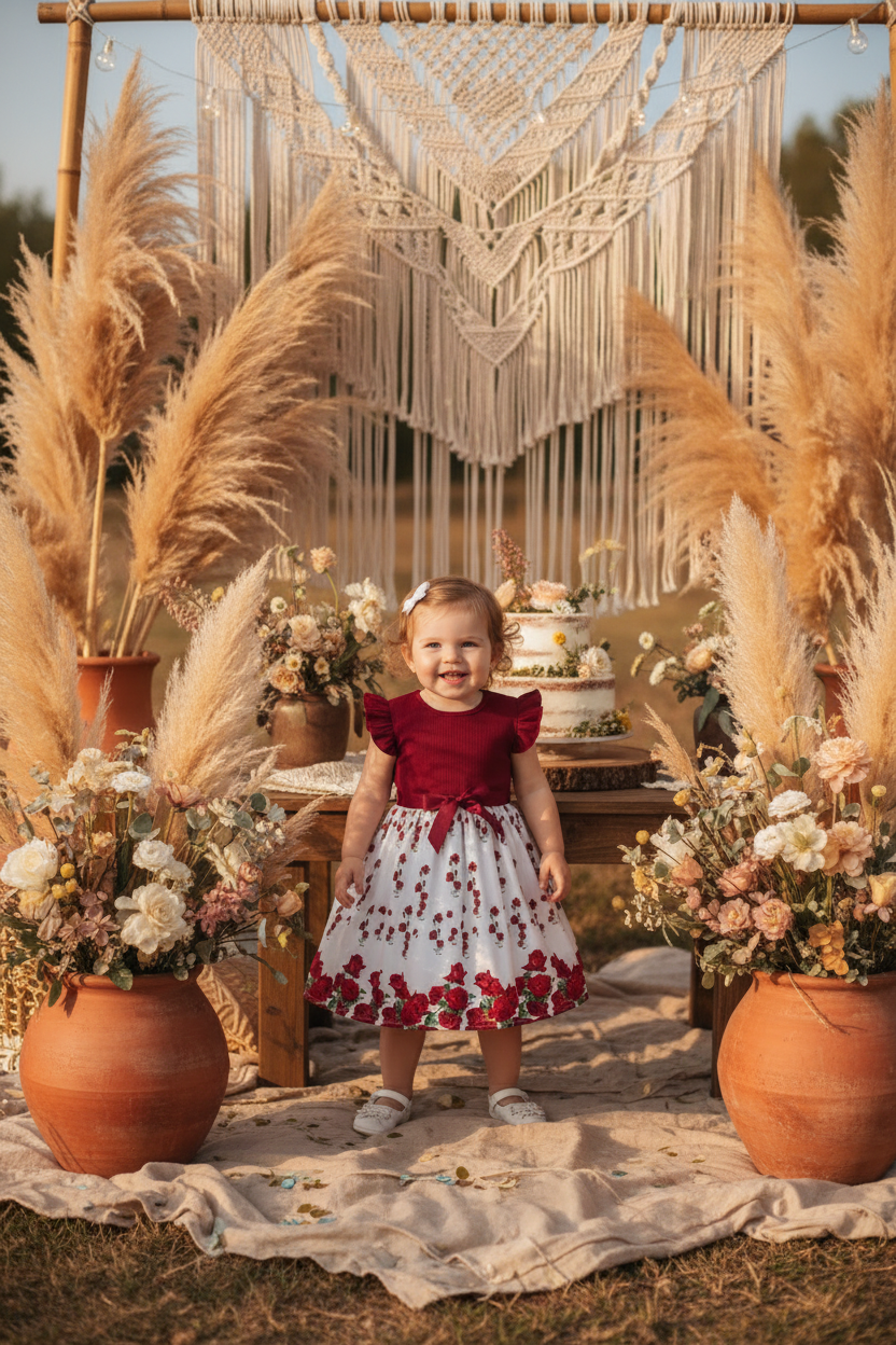 Girls Red Floral Dress - Elegant, stylish, and perfect for parties or everyday wear