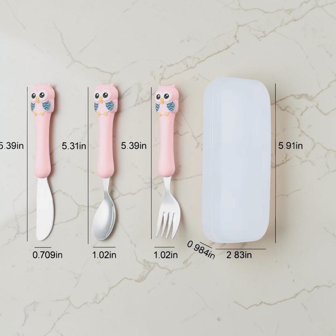 Children’s Fork & Spoon Set – Safe Stainless Steel Utensils with Storage Box, Travel Friendly