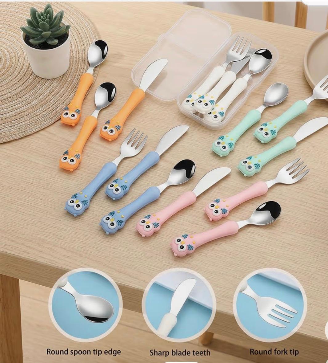 Children’s Fork & Spoon Set – Safe Stainless Steel Utensils with Storage Box, Travel Friendly