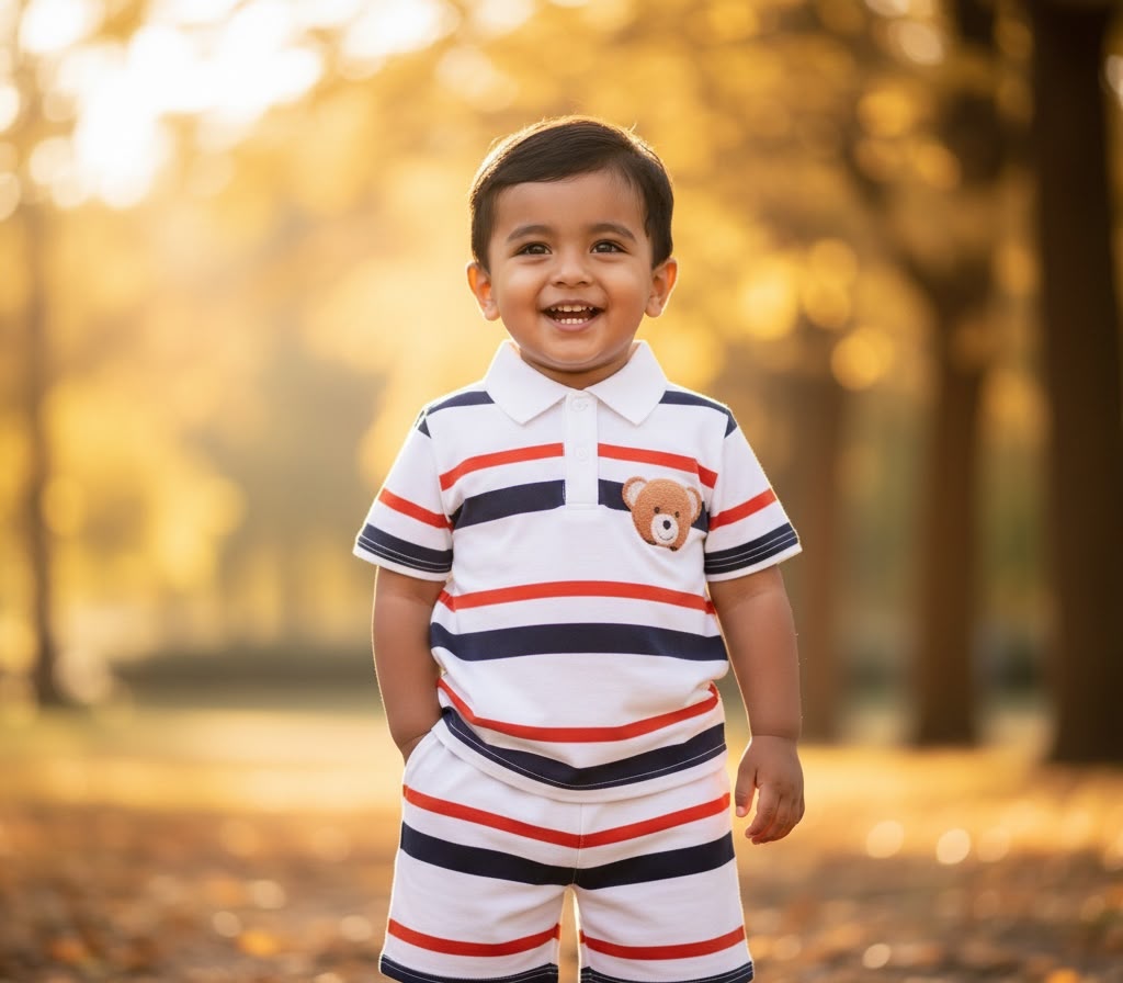 Toddler Boys Striped Polo Shirt & Shorts Set – Baby Boy Short Sleeve Summer Outfit