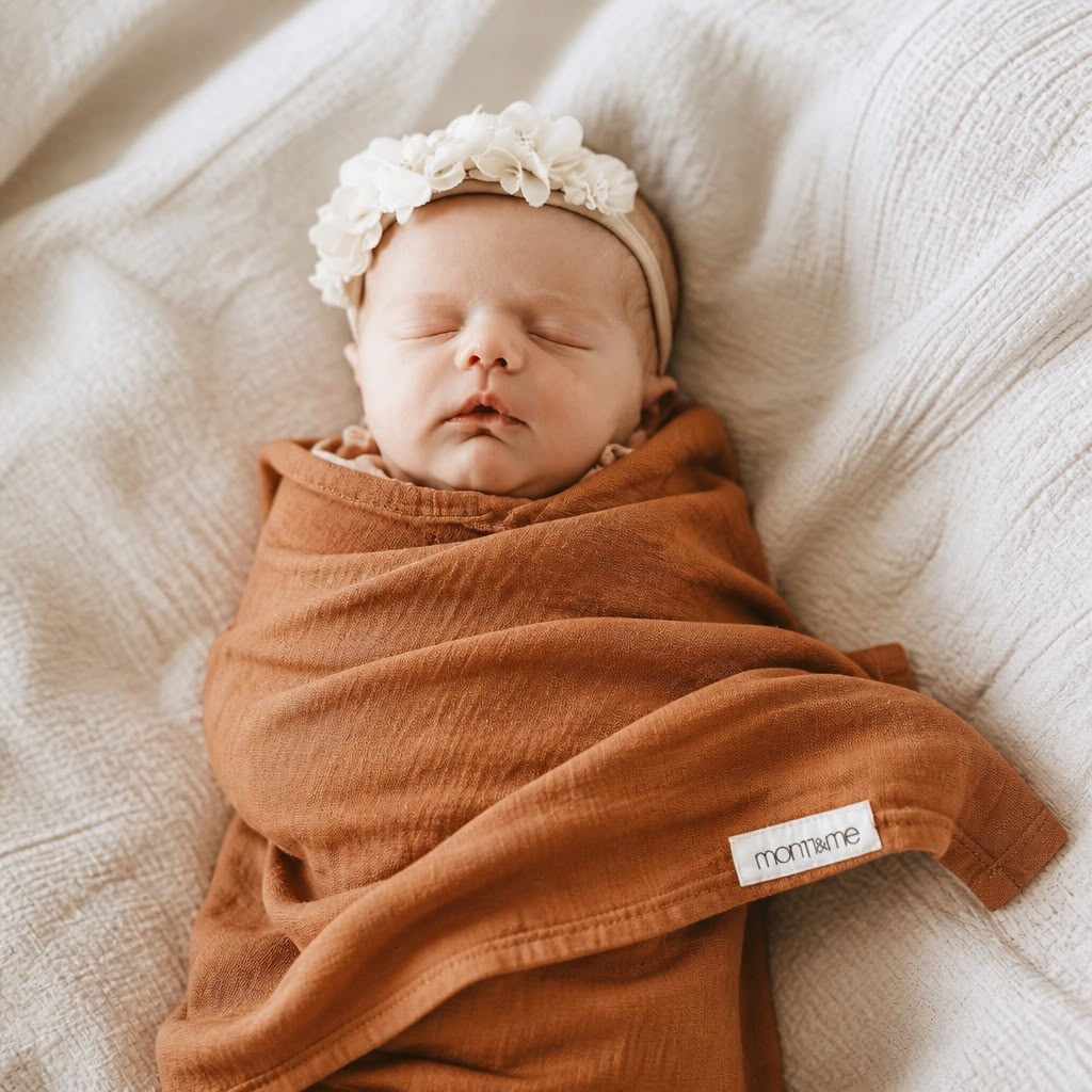 Organic Cotton & Bamboo Muslin Swaddle Blanket – Ultra Soft, Breathable, Lightweight Baby Wrap