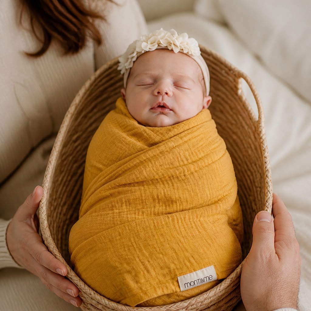 Organic Cotton & Bamboo Muslin Swaddle Blanket – Ultra Soft, Breathable, Lightweight Baby Wrap