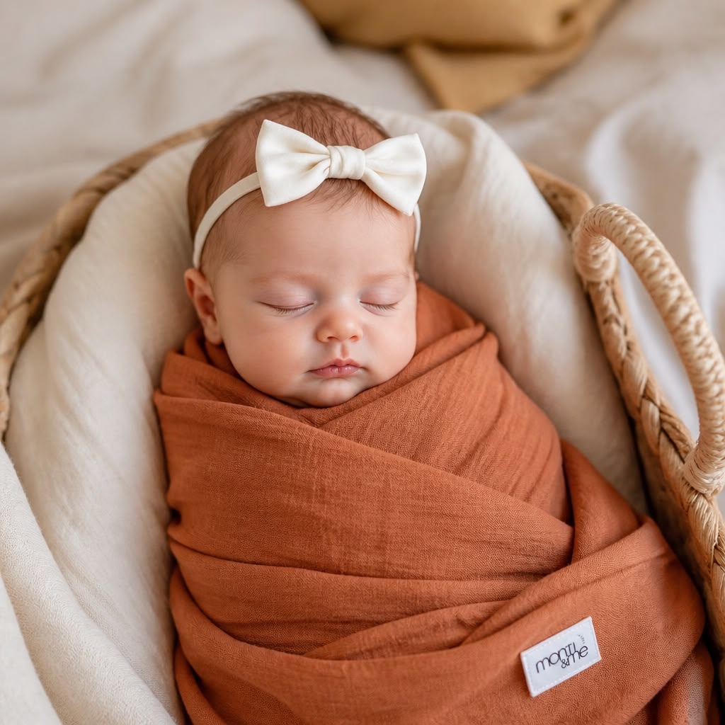 Organic Cotton & Bamboo Muslin Swaddle Blanket – Ultra Soft, Breathable, Lightweight Baby Wrap