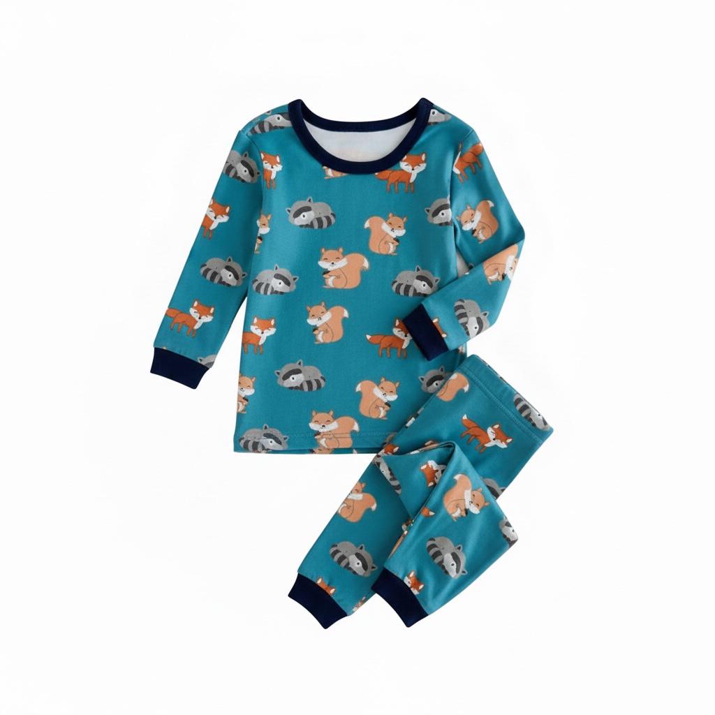 Kids Night Wear Long Sleeve Animal Print 2Pcs