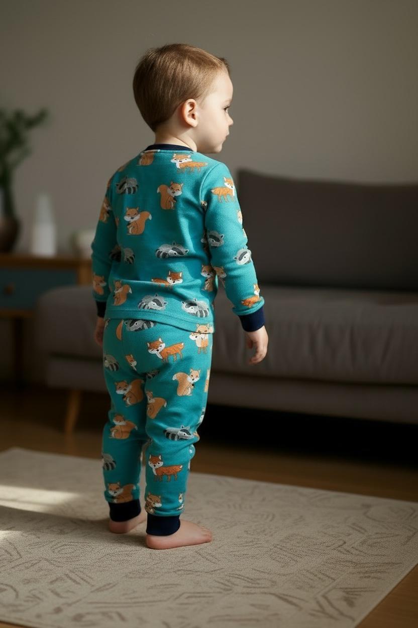 Kids Night Wear Long Sleeve Animal Print 2Pcs