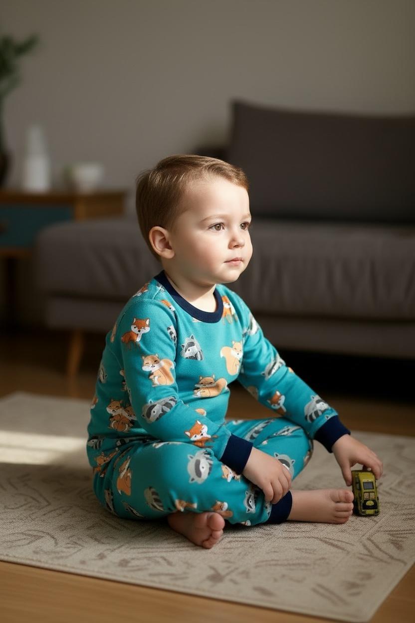 Kids Night Wear Long Sleeve Animal Print 2Pcs