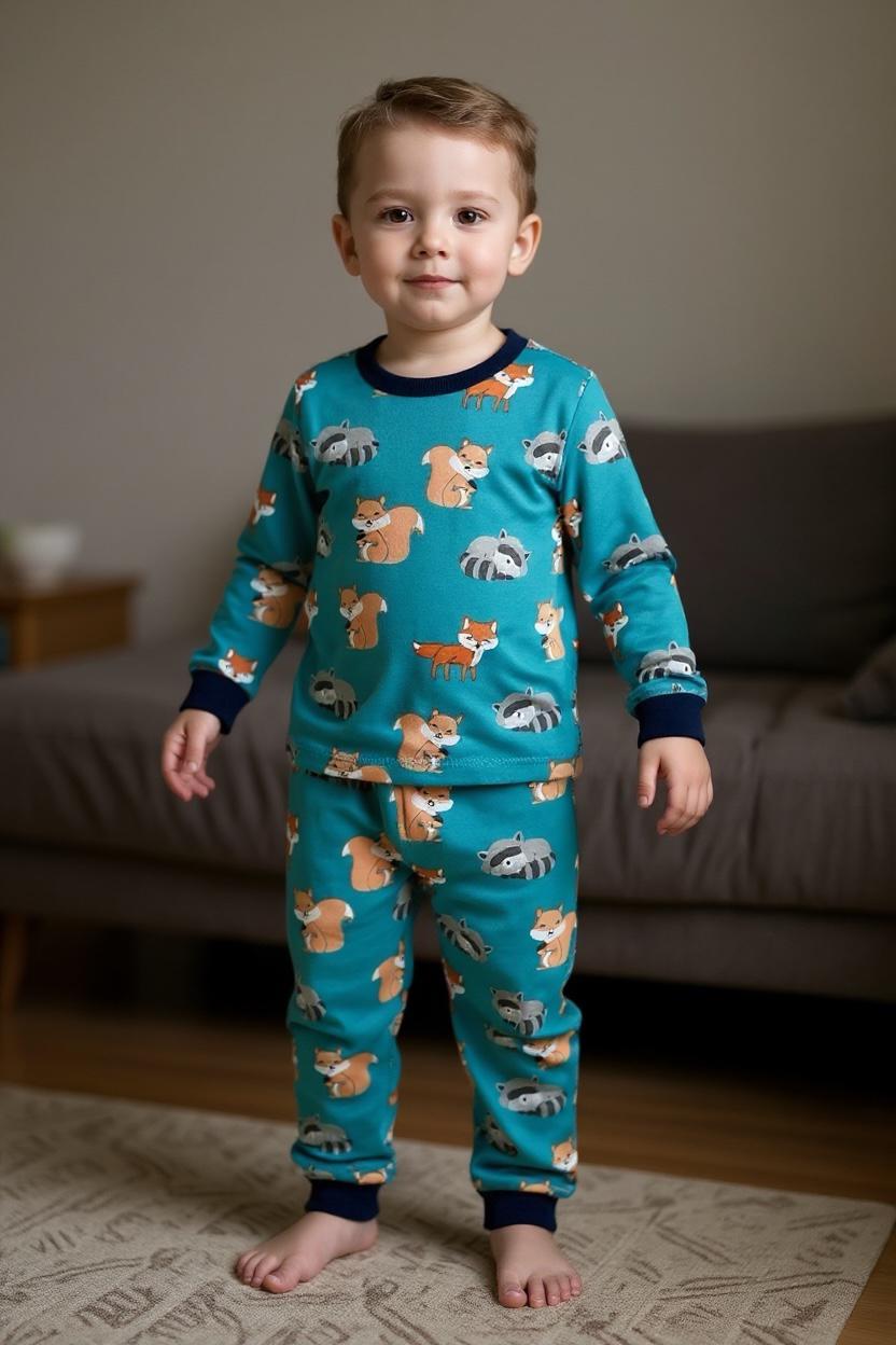 Kids Night Wear Long Sleeve Animal Print 2Pcs